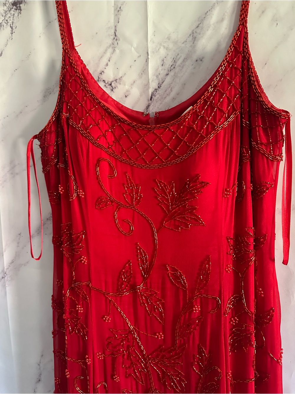 VINTAGE 1999 ALYCE DESIGNS BEADED FORMAL DRESS RED WOMENS MEDIUM GREAT CONDITION - Picture 14 of 16